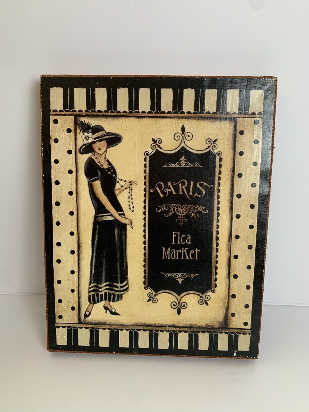 Vintage Pais Theme Black & Cream Paris Flea Market Wall Picture
